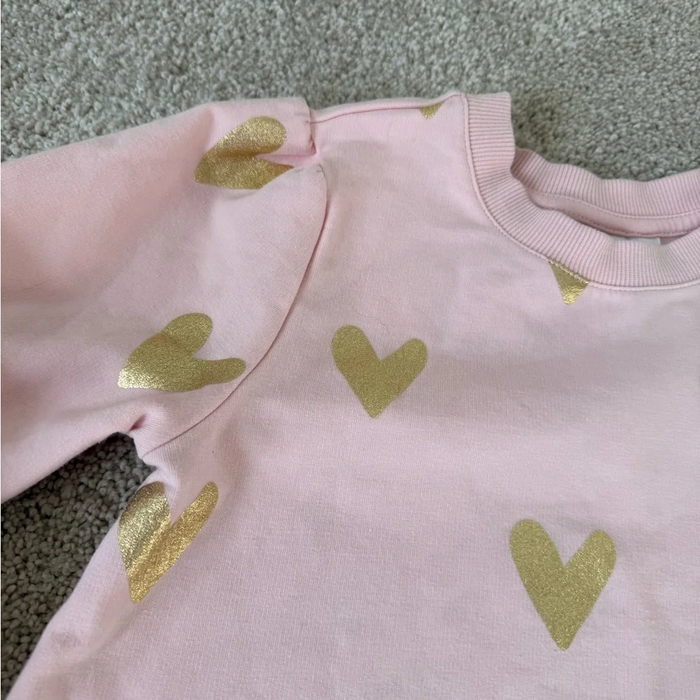 Hanna Andersson Pink and Gold Heart Dress 140/10